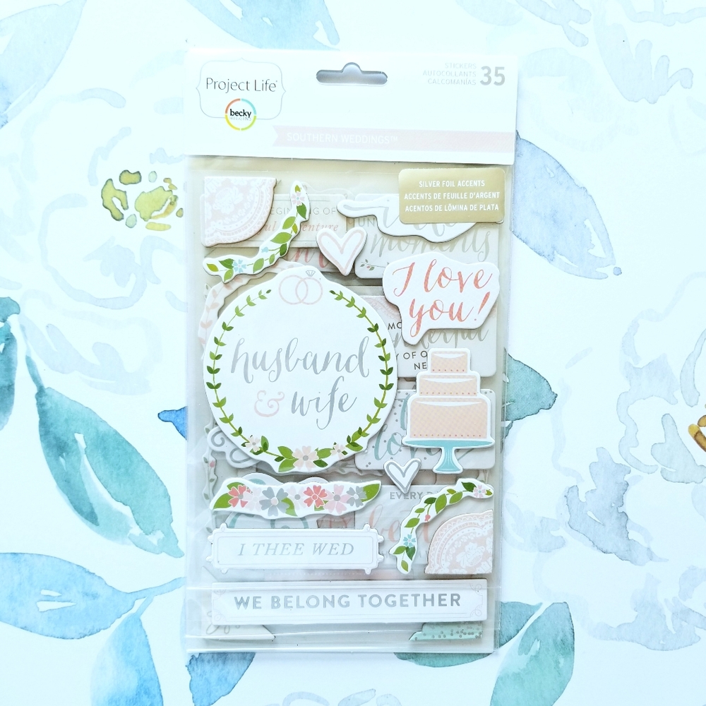 NEW! Project Life Becky Higgins Southern Weddings Chipboard Sticker Pad …